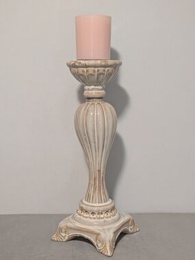 17" Tall Elegant Ceramic Candle Holder Beautiful Detail Bombay Candle Not Incl